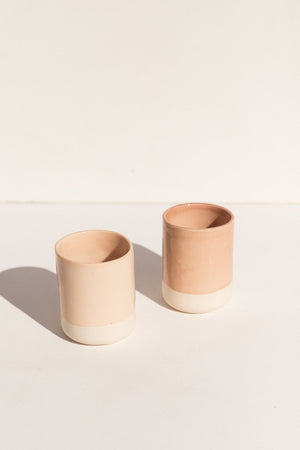Abs Objects Sisters Mugs in ceramic, soft peach glaze on Makers' Mrkt, makers market Melbourne