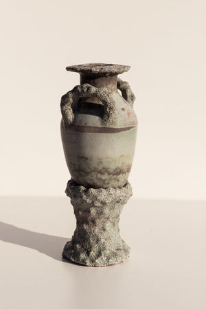 Tegan Emerson Cradled Verdigris Vessel vase and plinth on Makers' Mrkt Makers market Melbourne