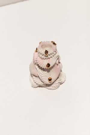 Ebony Russell, Piped Dream Studio porcelain candle holder on Makers' Mrkt , makers market Melbourne