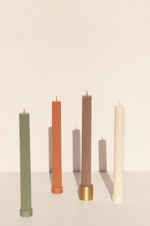 Black Blaze Pillar soy candle in blush peach . Makers Market Makers' Mrkt Melbourne