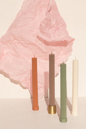 Black Blaze Pillar soy candle in blush peach . Makers Market Makers' Mrkt Melbourne