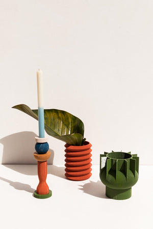 UAU Project khaki S Vase 3D printed PLA candle holder on Makers' Mrkt , makers market Melbourne