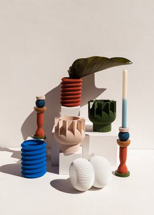 UAU Project khaki S Vase 3D printed PLA candle holder on Makers' Mrkt , makers market Melbourne