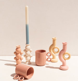 Abs Objects dusty pink ceramic Lockdown candle holder on Makers' Mrkt , Makers Market Melbourne