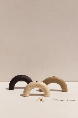 Deborah Sweeney matte black ceramic arc vase on Makers' Mrkt Makers market Melbourne