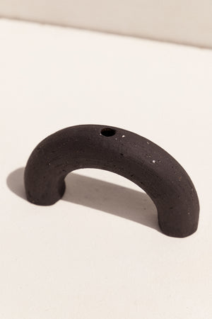 Deborah Sweeney matte black ceramic arc vase on Makers' Mrkt Makers market Melbourne