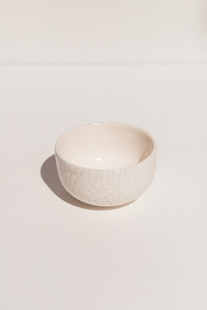 Gidon Bing white ceramic olive bowl in white crackle finish on Makers' Mrkt Makers Market Melbourne