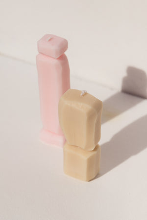 Natasha Madeiski candle duo in pink and beige on Makers' Mrkt Makers Market Melbourne