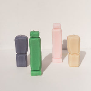 Natasha Madeiski candle duo in pink and beige on Makers' Mrkt Makers Market Melbourne