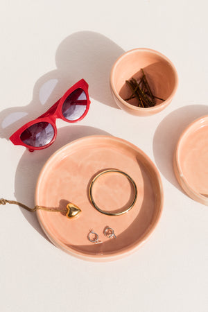 Abs Objects pink peach hand painted ceramic plate on Makers' Mrkt Makers market Melbourne