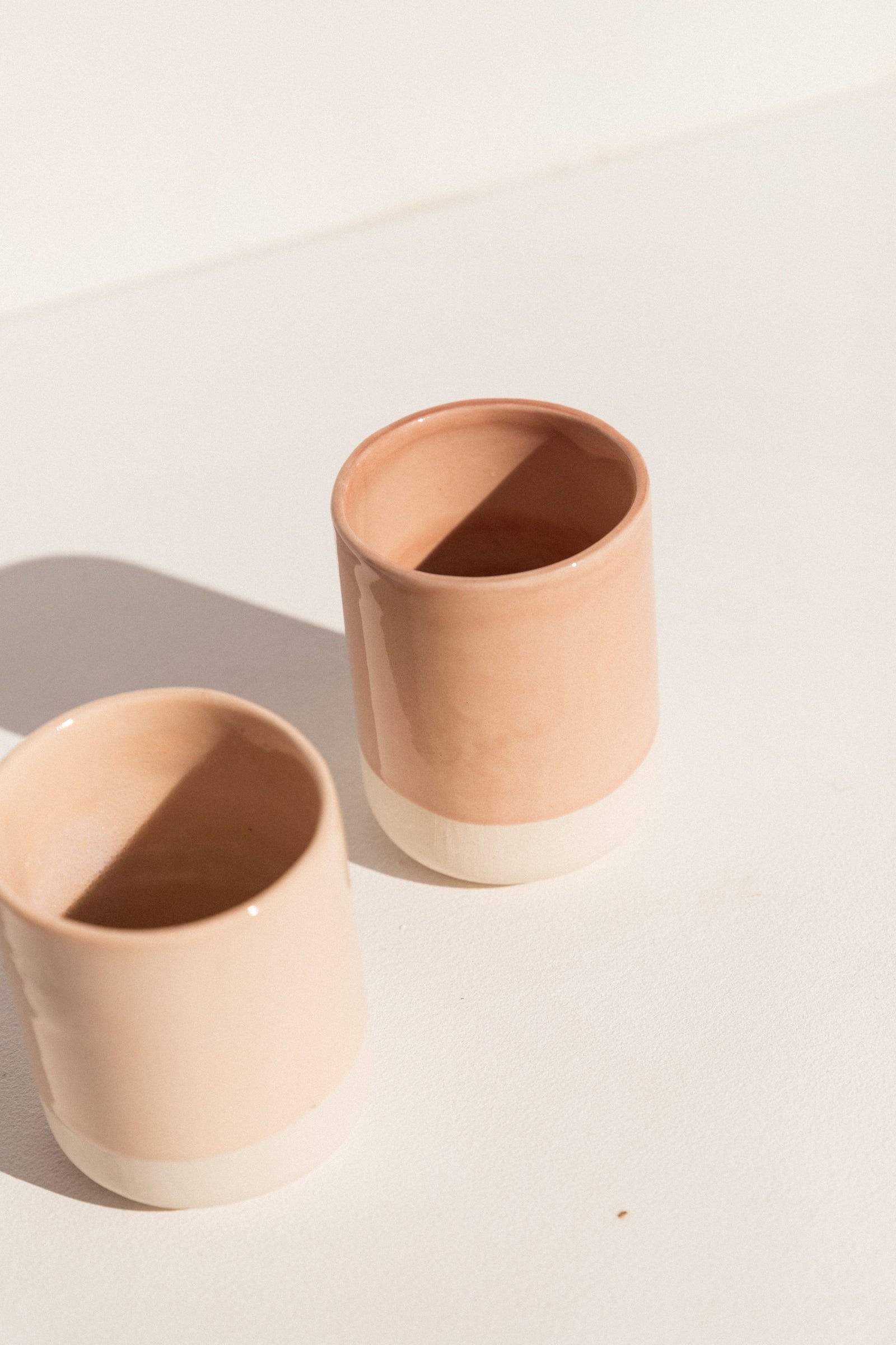Abs Objects Sisters Mugs in ceramic, soft peach glaze on Makers' Mrkt, makers market Melbourne