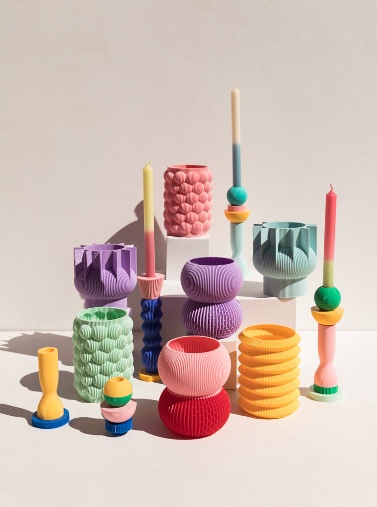 UAU Project lilac S Vase 3D printed PLA candle holder on Makers' Mrkt , makers market Melbourne