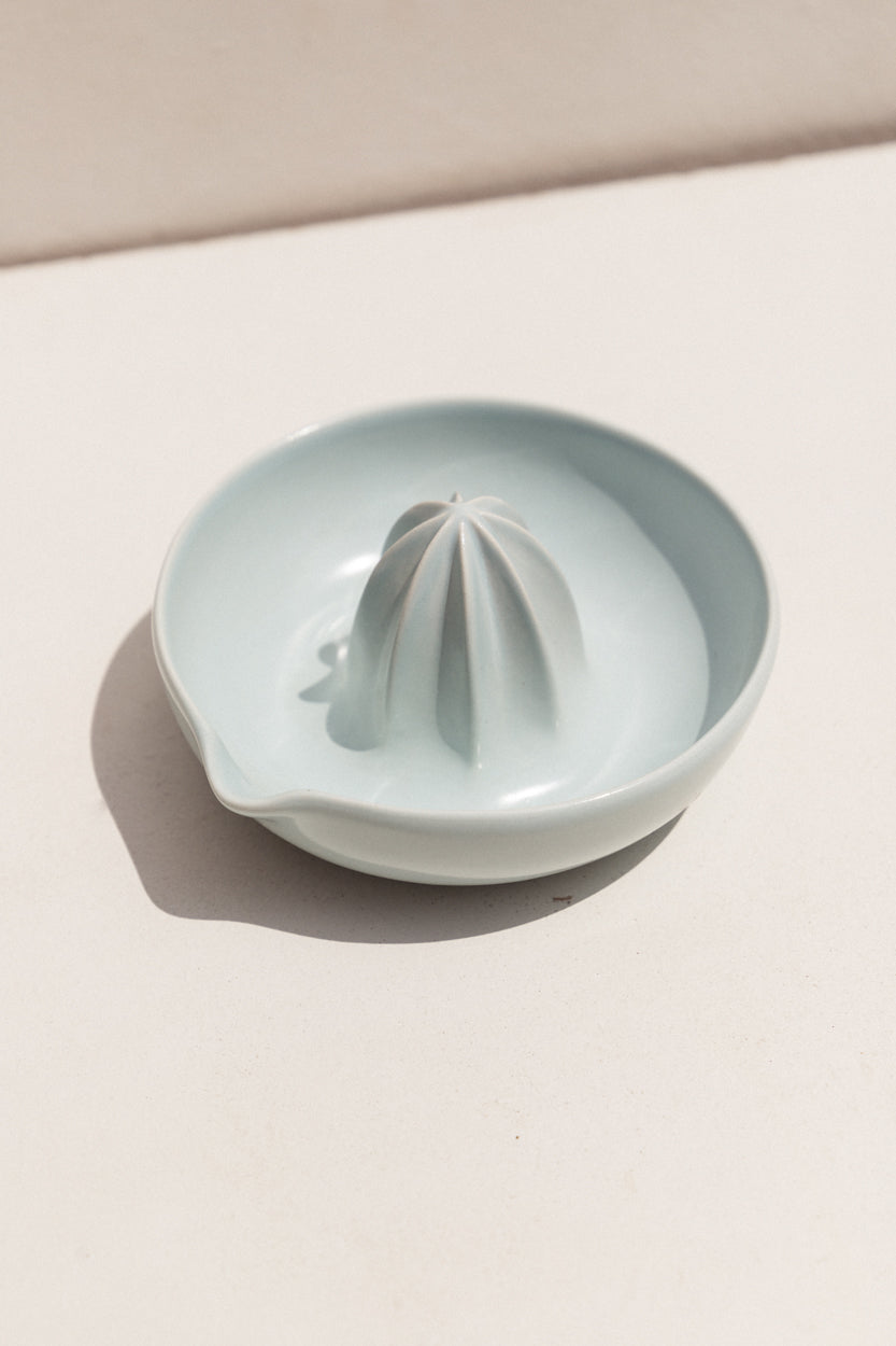 GIdon Bing Eggshell blue ceramic citrus juicer on Makers' Mrkt Makers market Melbourne