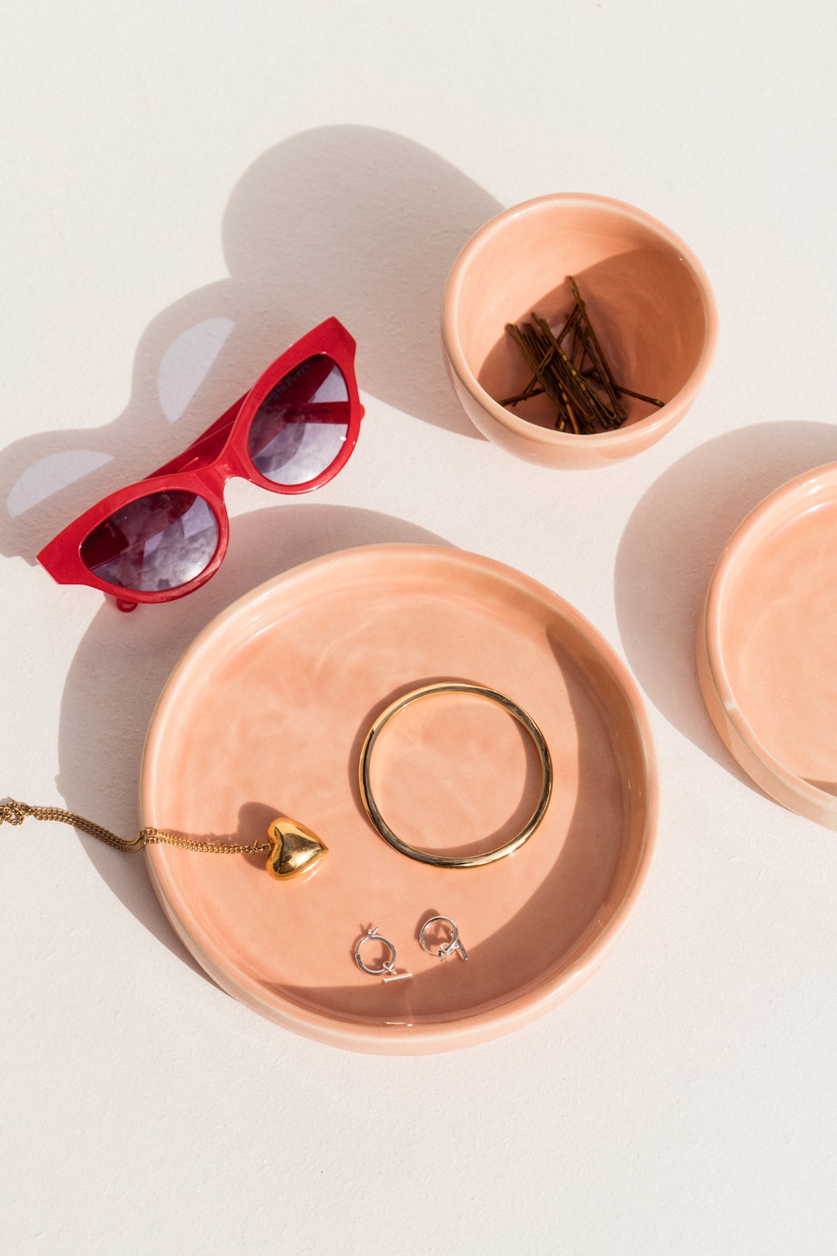 Abs Objects pink peach  hand painted ceramic plate on Makers' Mrkt Makers market Melbourne